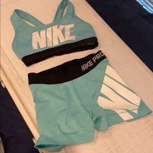 Nike Pro workout bra and shorts